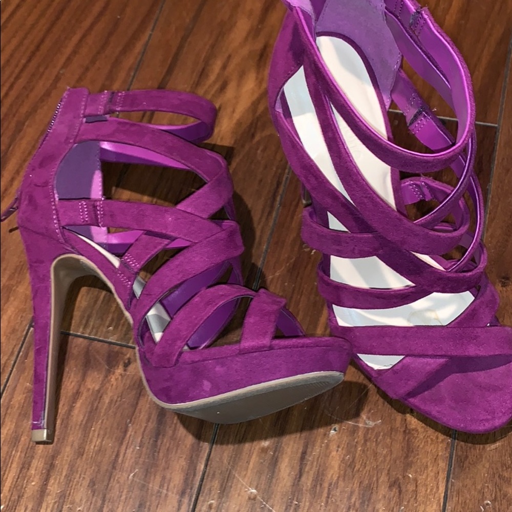 Strappy purple heels